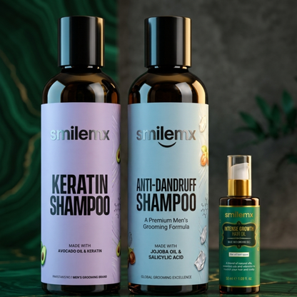 Shampoo Pack "2" Anti-Dandruff & Keratin For Stronger Hair + Free Hair Growth Oil