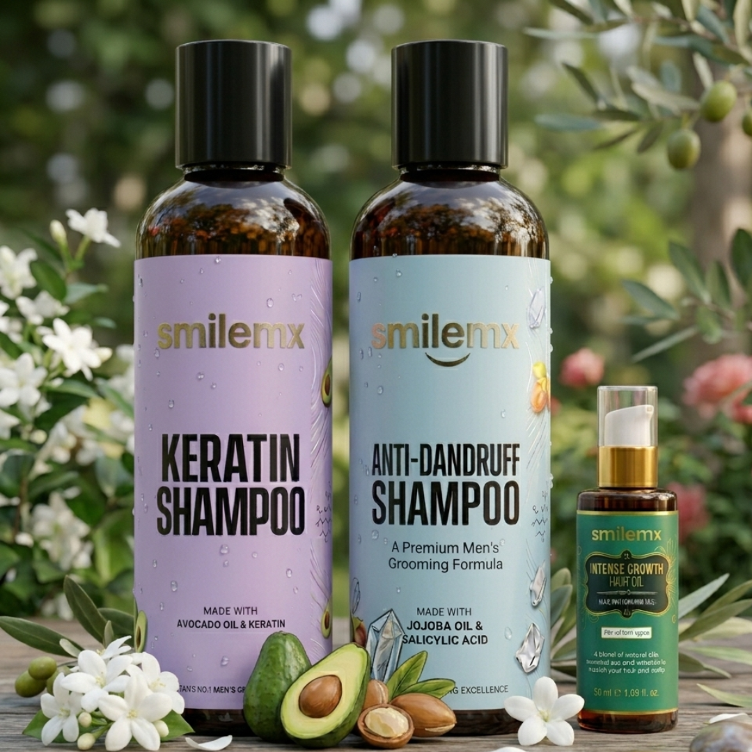 Shampoo Pack "2" Anti-Dandruff & Keratin For Stronger Hair + Free Hair Growth Oil