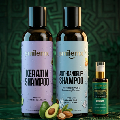 Shampoo Pack "2" Anti-Dandruff & Keratin For Stronger Hair + Free Hair Growth Oil